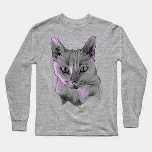 Purple Lit Cat Long Sleeve T-Shirt